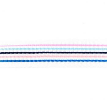 Gurtband 40mm Breite Weiß mit Multicolor Streifen Rosa,Hellblau,Dunkelblau,Lachs,Blau
